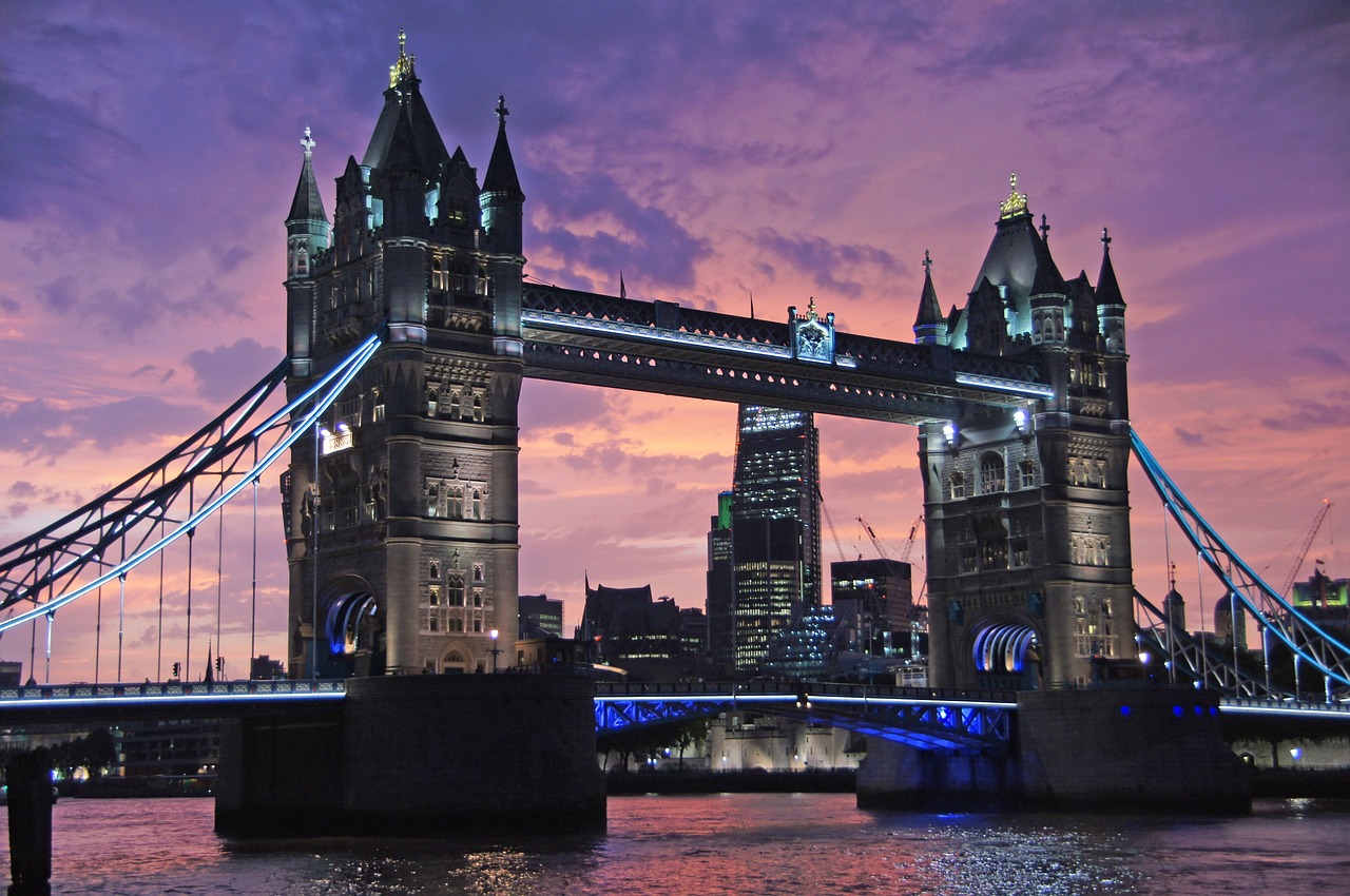 Tower Bridge in London at sunset